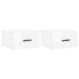 Berkfield Durable Wall-Mounted Bedside Cabinets 2 Pcs High Gloss White 35X35X20 Cm - thumbnail 1