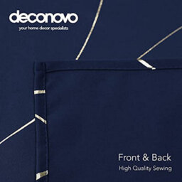 Deconovo Blackout Curtains, Gold Wave Foil Printed Eyelet Curtains For Bedroom 46 X 72 Inch (Width X Length), Navy Blue, One Pair - thumbnail 5