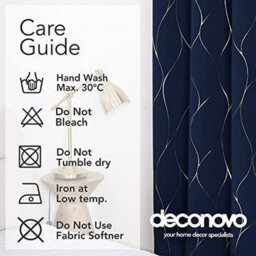 Deconovo Blackout Curtains, Gold Wave Foil Printed Eyelet Curtains For Bedroom 46 X 72 Inch (Width X Length), Navy Blue, One Pair - thumbnail 6