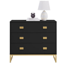 Melody Maison Large 3 Drawer Chest Of Drawers - Elle Black Range - thumbnail 4