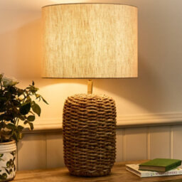 Dibor Traditional Style Natural Woven Rattan Tall  Bedroom Living Room Bedside Table Lamp - thumbnail 1