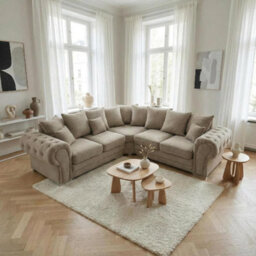 Abakus Direct Verona Corner Sofa In Taupe Linen Fabric - thumbnail 7