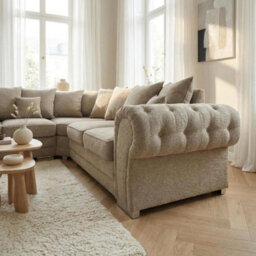Abakus Direct Verona Corner Sofa In Taupe Linen Fabric - thumbnail 4