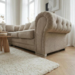 Abakus Direct Verona Corner Sofa In Taupe Linen Fabric - thumbnail 6