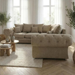 Abakus Direct Verona Corner Sofa In Taupe Linen Fabric - thumbnail 3