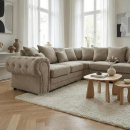 Abakus Direct Verona Corner Sofa In Taupe Linen Fabric - thumbnail 5