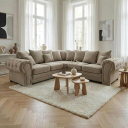 Abakus Direct Verona Corner Sofa In Taupe Linen Fabric