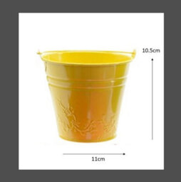 Decoris Childs Metal Bucket Planter Zinc Flower Pot Tin Pen Pot Craft Pot Bright Yellow - thumbnail 2