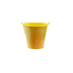 Decoris Childs Metal Bucket Planter Zinc Flower Pot Tin Pen Pot Craft Pot Bright Yellow