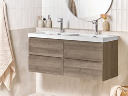 Beliani Wall Mounted Double Basin Vanity Unit Viedma Taupe - thumbnail 2