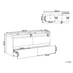 Beliani Wall Mounted Double Basin Vanity Unit Viedma Taupe - thumbnail 3