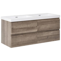 Beliani Wall Mounted Double Basin Vanity Unit Viedma Taupe