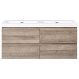 Beliani Wall Mounted Double Basin Vanity Unit Viedma Taupe - thumbnail 5