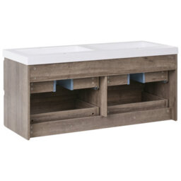 Beliani Wall Mounted Double Basin Vanity Unit Viedma Taupe - thumbnail 6