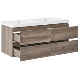 Beliani Wall Mounted Double Basin Vanity Unit Viedma Taupe - thumbnail 4