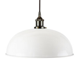 White Worcester Painted Dome Pendant Light With Black Nickel Lamp Holder And Black Round Cable - Se Home - thumbnail 1