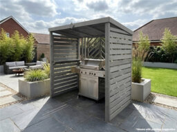 Edecks The Grillhouse Wooden Bbq Shelter With Inner Shelves 6 X 7Ft - Full Sides Chevron Back Outdoor Garden Barbecue Grill Gazebo - thumbnail 5