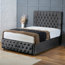 Bsspoke Mulberry Ottoman Divan Bed Steel Plush Velvet 54Inch Headboard & Footboard No Mattress 3Ft 4Ft 4Ft6 5Ft 6Ft