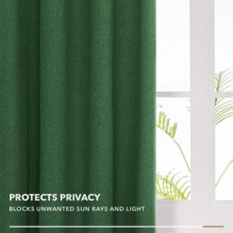 Deconovo Linen 100% Blackout Curtains Thermal Eyelet Curtains For Living Room, 46 X 90 Inch, Forest Green, 1 Pair - thumbnail 5