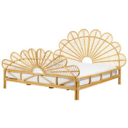 Beliani Bed Rattan Florentine 180 X 200 Cm (Eu Super King) Light Brown - thumbnail 1