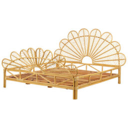 Beliani Bed Rattan Florentine 180 X 200 Cm (Eu Super King) Light Brown - thumbnail 4