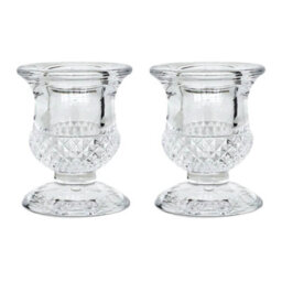 Clear Glass Candlestick Holder 6Cm - Acorn Design (Set Of 2) - thumbnail 2