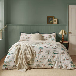 Catherine Lansfield Brushed Mallards Cotton Reversible King Duvet Cover Set With Pillowcases Cream - thumbnail 1