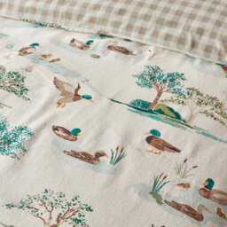 Catherine Lansfield Brushed Mallards Cotton Reversible King Duvet Cover Set With Pillowcases Cream - thumbnail 4