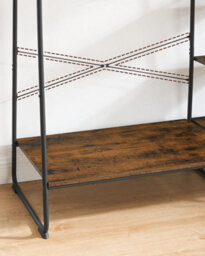 Songmics Clothes Rail Clothes Rack With Shoe Rack, 5 Tier Storage Rack, Side Hooks, For Bedroom, Living Room, Rustic Brown & Black - thumbnail 6