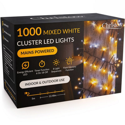 Christow Cluster Christmas Tree Lights Indoor Outdoor Timer 480/720/1000/2000/3000 Led - image 1