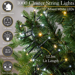 Christow Cluster Christmas Tree Lights Indoor Outdoor Timer 480/720/1000/2000/3000 Led - thumbnail 2