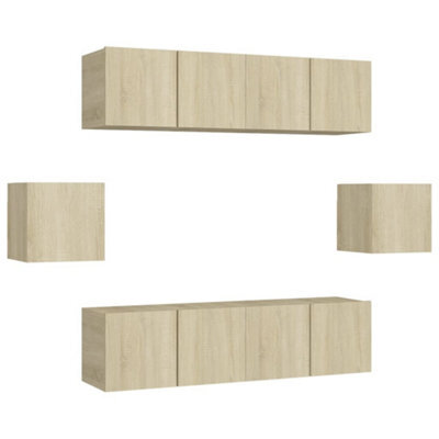 Berkfield Practical 6 Piece Tv Cabinet Set Sonoma Oak Engineered Wood - image 1