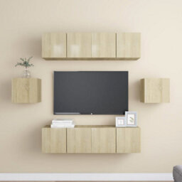 Berkfield Practical 6 Piece Tv Cabinet Set Sonoma Oak Engineered Wood - thumbnail 2