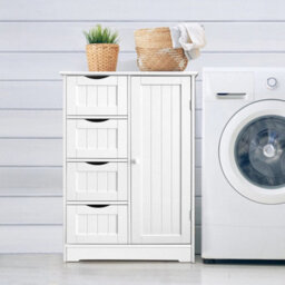 4 Drawer Bathroom Cabinet Freestanding Floor Storage Chest W - thumbnail 4