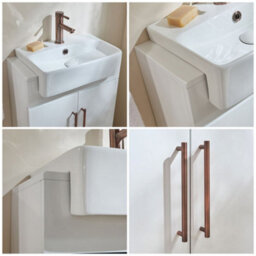 Homestylestore 550mm White Floorstanding Bathroom Vanity Unit And Aged Bronze T Bar Handle - thumbnail 2