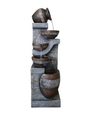 Outdoor Living UK Solar Brentwood Pouring Pots Traditional Water Feature With Cover