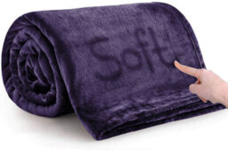 Ameha Fleece Plain Blanket, Lightweight & Reversible Throw For Travel, Bed & Sofa Blanket, Purple Double 150X200Cm - thumbnail 7
