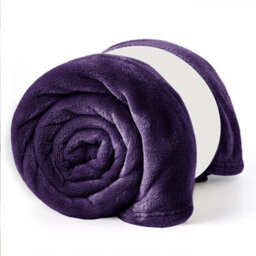 Ameha Fleece Plain Blanket, Lightweight & Reversible Throw For Travel, Bed & Sofa Blanket, Purple Double 150X200Cm - thumbnail 3
