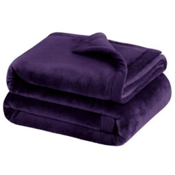 Ameha Fleece Plain Blanket, Lightweight & Reversible Throw For Travel, Bed & Sofa Blanket, Purple Double 150X200Cm - thumbnail 6