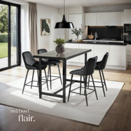 Tectake Bar Stool Siera With Backrest, Padding And Soft Fabric - Velvet Look Black/black, Set Of 2 - thumbnail 7