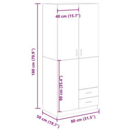 Vidaxl Wardrobe Artisian Oak 80X52X180 Cm Engineered Wood - thumbnail 9