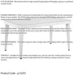 Loops 150X90Cm Glass Top Outdoor Dining Table Rounded Corner White Garden Rattan Style - thumbnail 2