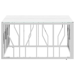 Berkfield Coffee Table Silver 80X80X40 Cm Stainless Steel And Glass - thumbnail 3