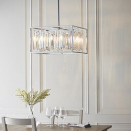 Luminosa Lighting Luminosa Acadia 6 Light Ceiling Pendant Chrome Plate & Clear Crystal Glass, E14 - thumbnail 3