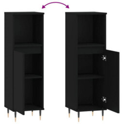 Vidaxl Bathroom Cabinet Black 30X30X100 Cm Engineered Wood Bathroom Cabinets - thumbnail 9