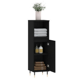 Vidaxl Bathroom Cabinet Black 30X30X100 Cm Engineered Wood Bathroom Cabinets - thumbnail 4