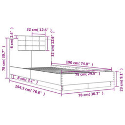 Berkfield Bed Frame Without Mattress Brown Oak 75X190 Cm Small Single - thumbnail 9