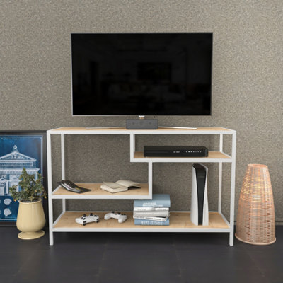 Decorotika Robins Tv Stand Tv Unit Tv Cabinet For Tvs Up To 55 Inches White And Oak - image 1