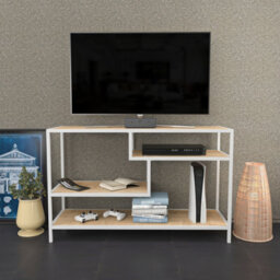Decorotika Robins Tv Stand Tv Unit Tv Cabinet For Tvs Up To 55 Inches White And Oak