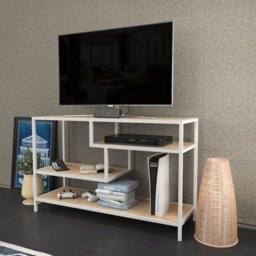 Decorotika Robins Tv Stand Tv Unit Tv Cabinet For Tvs Up To 55 Inches White And Oak - thumbnail 2
